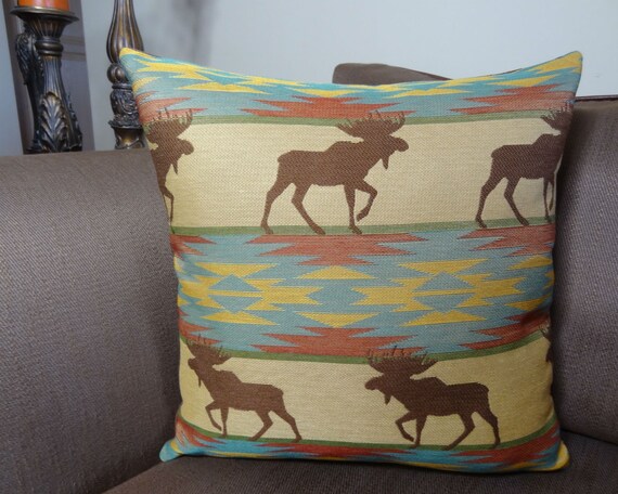 Moose Throw Pillow Cover Animal Throw Pillow Cabin Pillow
