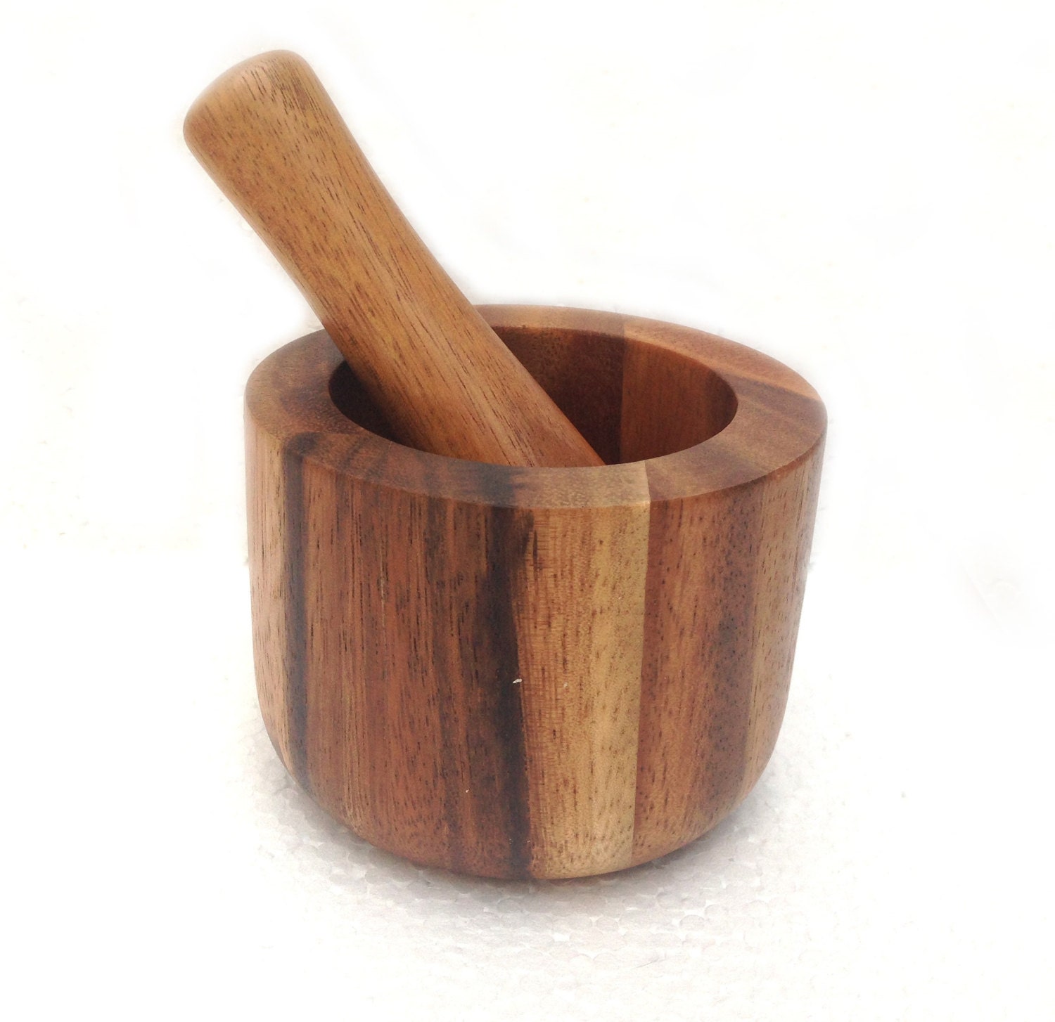 Handcrafted Wood Mortar and Pestle Acacia Wood Kitchen Tools