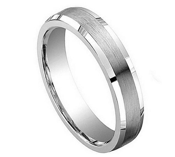... Brushed Center with Shiny Beveled Edge 5mm Wedding Band Ring new CO290
