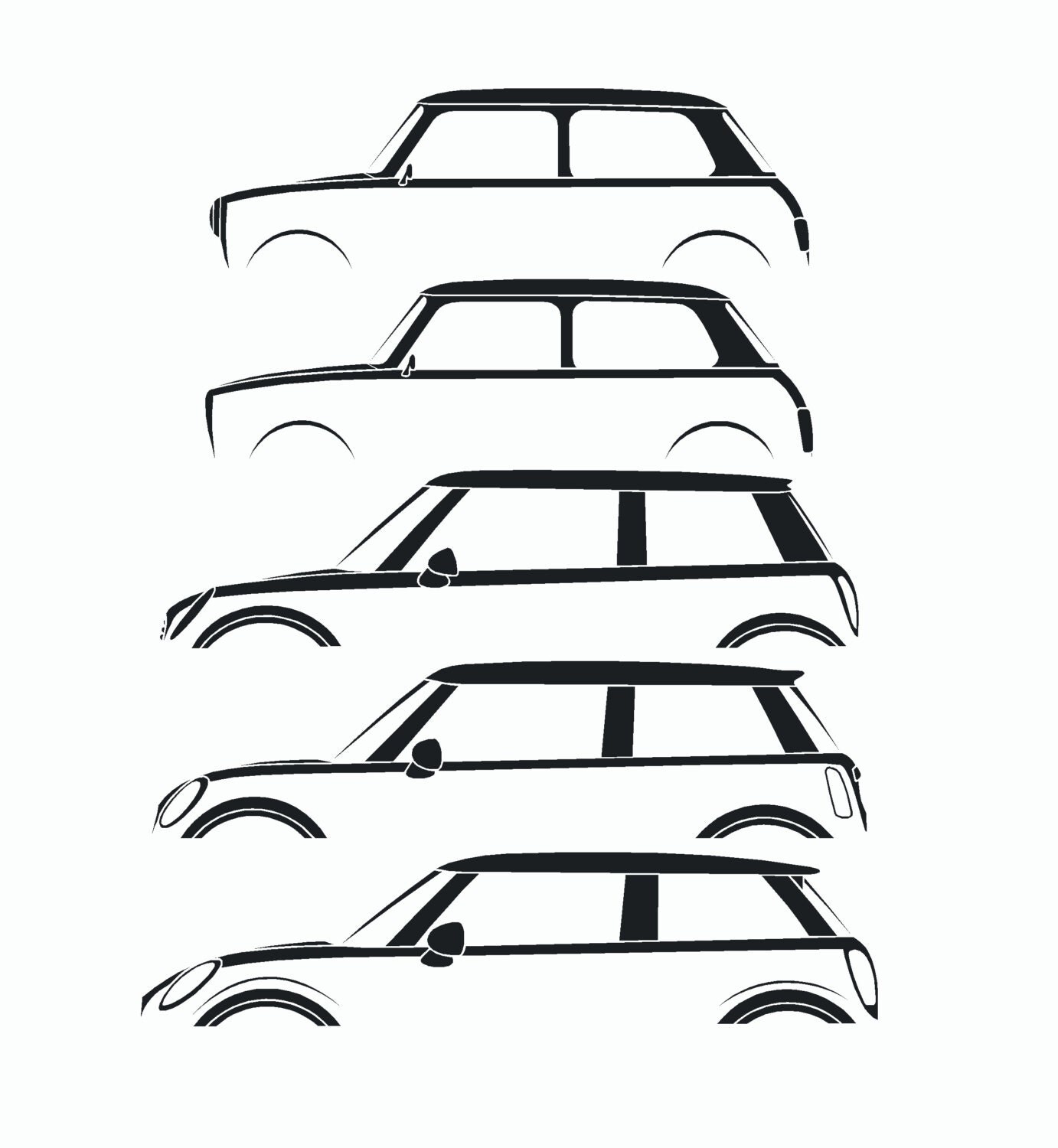 Car Silhouette History Stickers For Mini Cooper Classic And