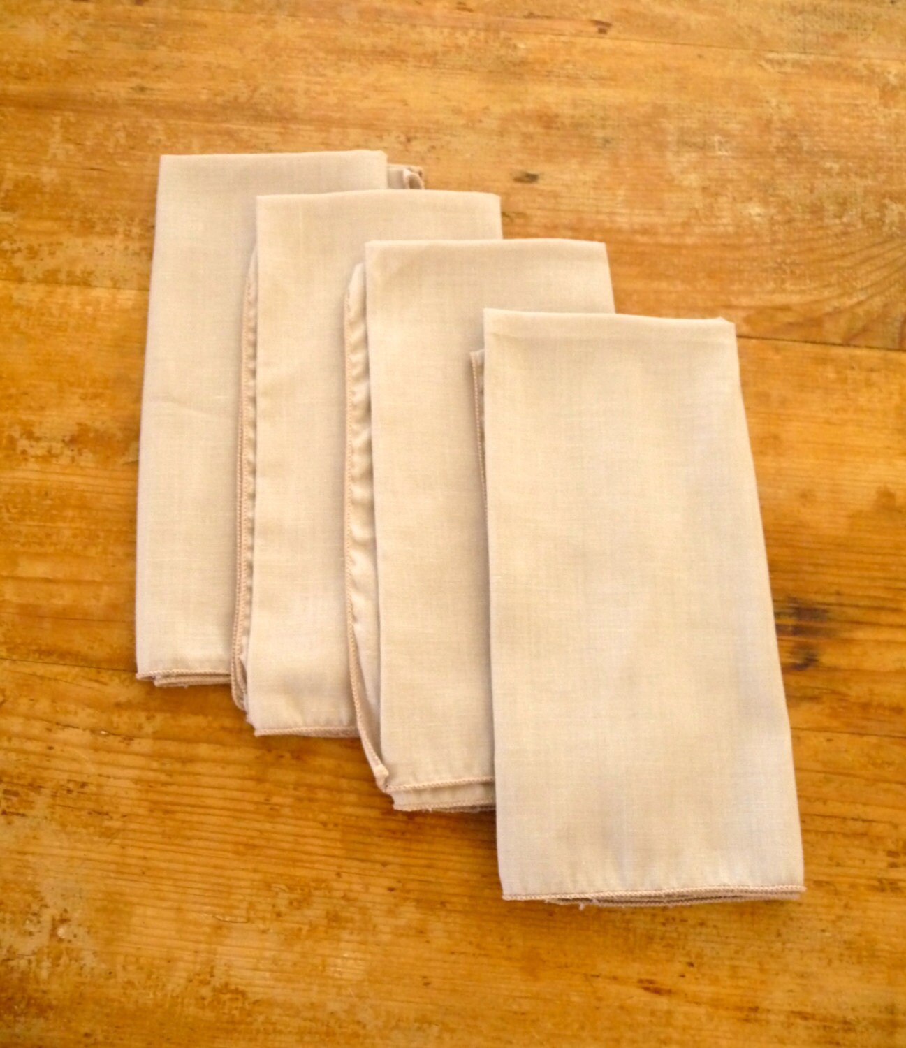 Vintage Beige Cloth Napkins