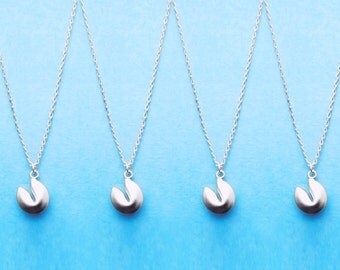Set of 5-10, Gold, Silver, Fortune, Cookie, Necklace, Fortune cookie, Good luck, Jewelry, Wedding, Baby shower, Party, Reunion, Gift