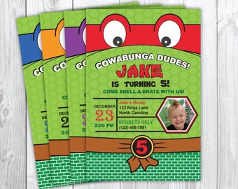 Teenage Mutant Ninja Turtles Invitation - Ninja Turtle Birthday - TMNT Birthday Invitation