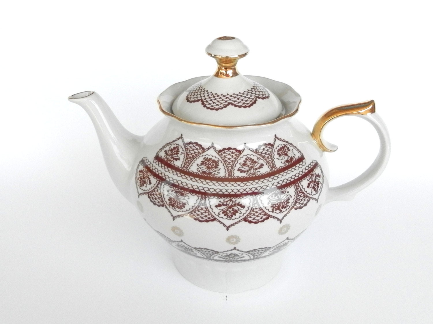 Russian porcelain/Big teapot 1990s/ Retro by TheVintageEurope