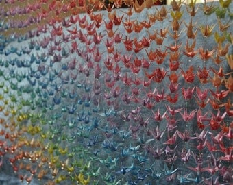 Wedding Origami Decoration 1005 Origami Cranes (Senbazuru) Rainbow Feature, wedding gift, paper anniversary gift, home decor, paper art