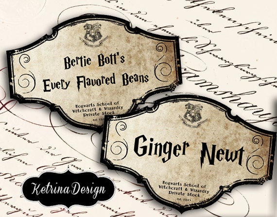 harry potter candy jar bottle labels printable by