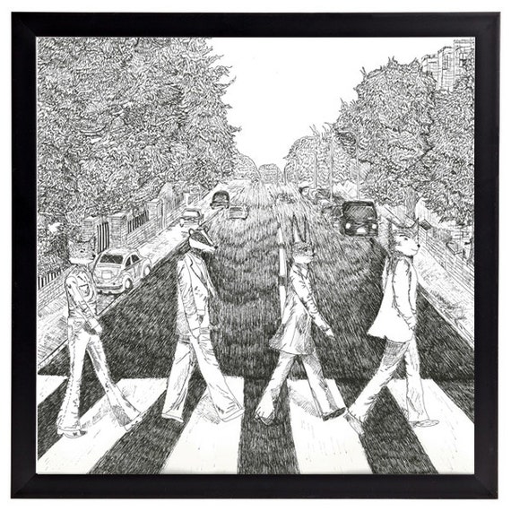 The Beatles Animal Print Abbey Road Album Cover by HutchCassidy