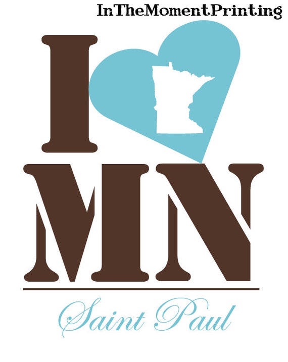 Items similar to Custom I Love Minnesota State Map 8x10 Print on Etsy