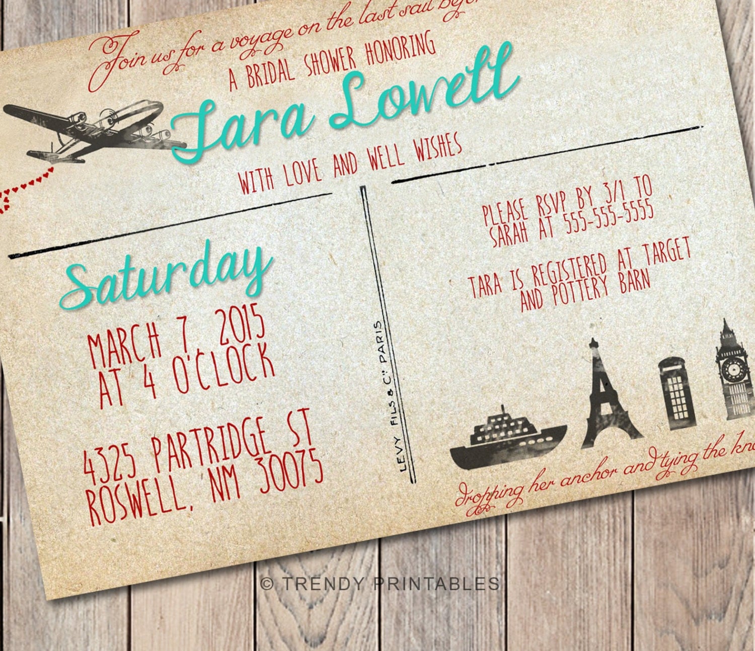 Bridal Shower Invitation Postcard Bridal Shower Invitation