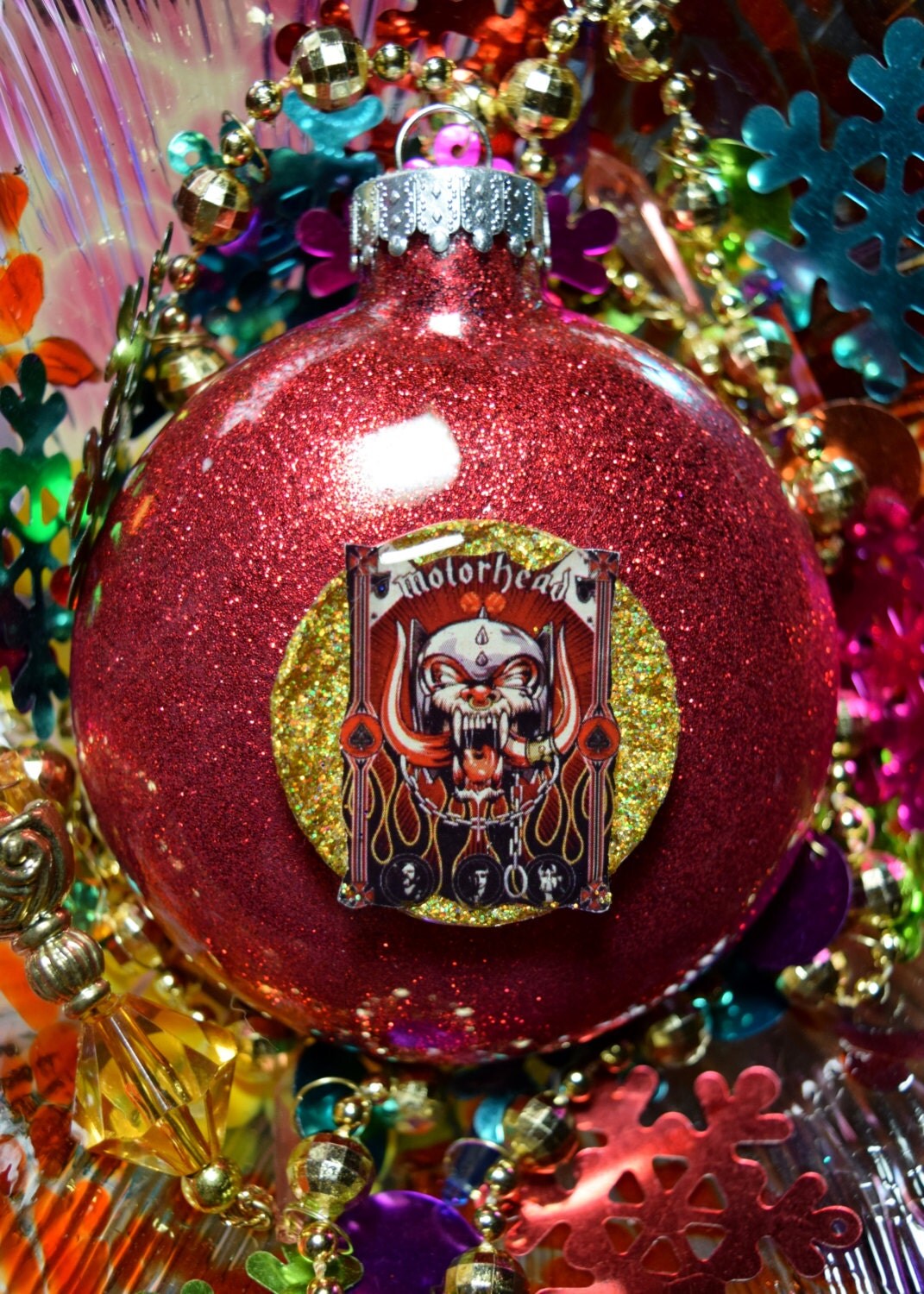 motorhead glass glitter resin christmas ornament ooak motorhead glass glitter resin christmas ornament ooak