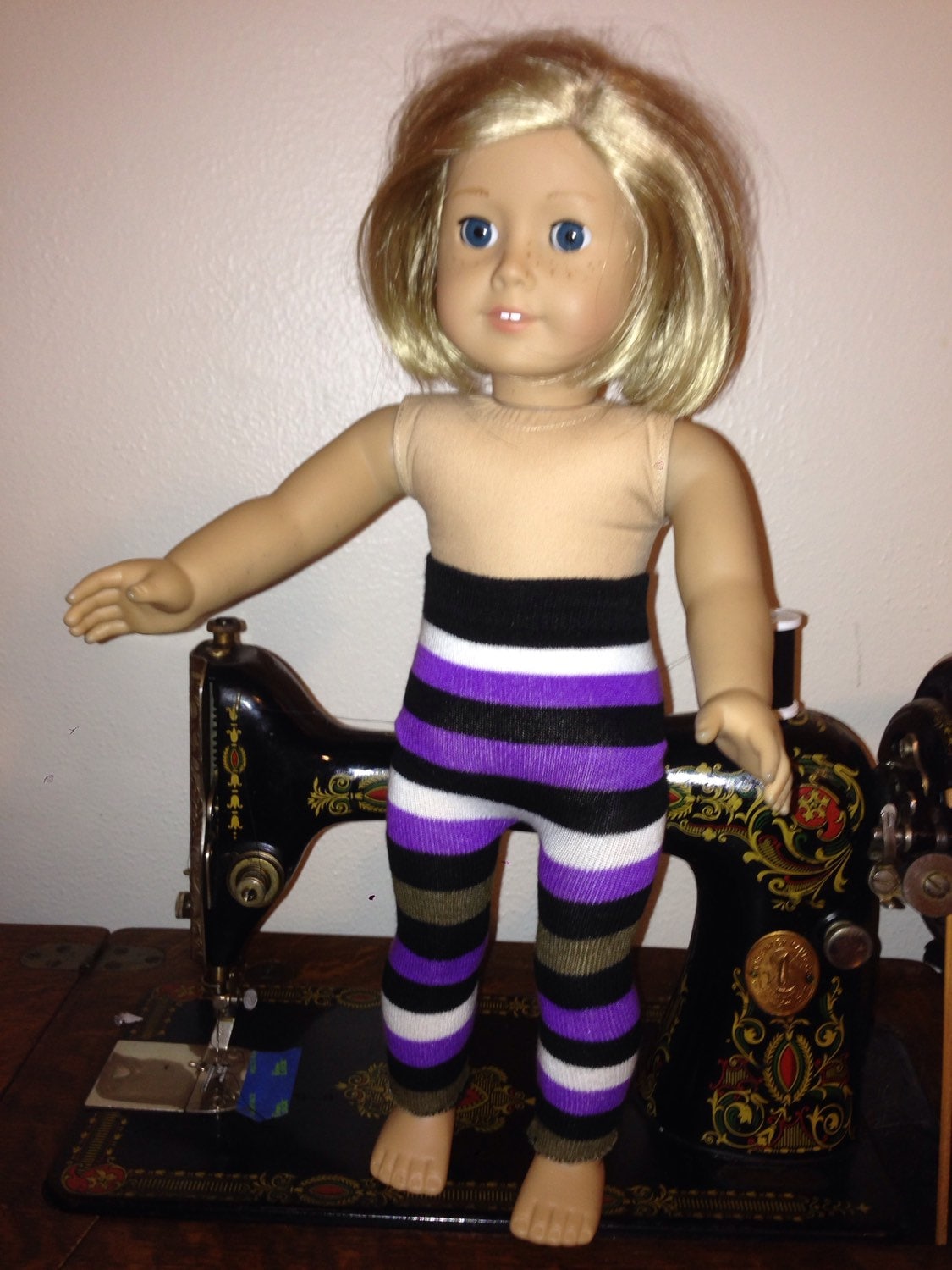 Striped yoga pants fit American Girl Dolls by HarpersFashionCity