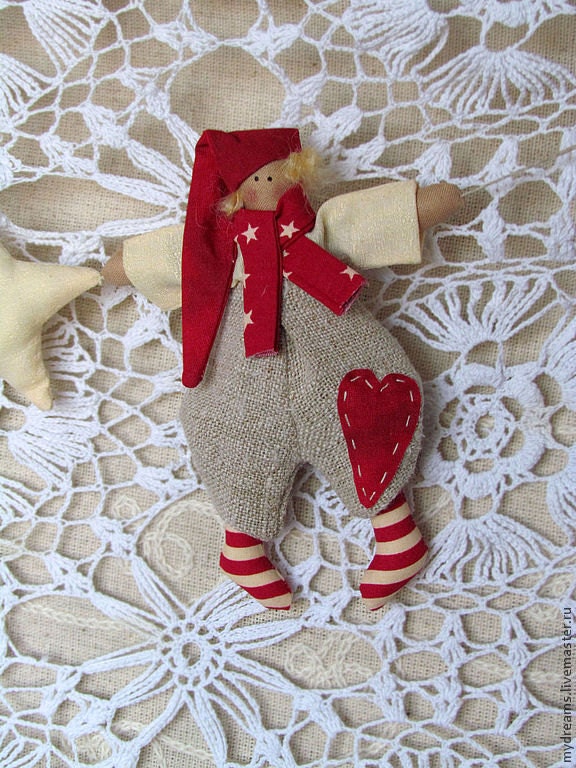 Tilda garland, Fabric Dolls, Gnomes Dolls, Boys, Gift, Tilda's Elfin garland Christmas, handmade decoration