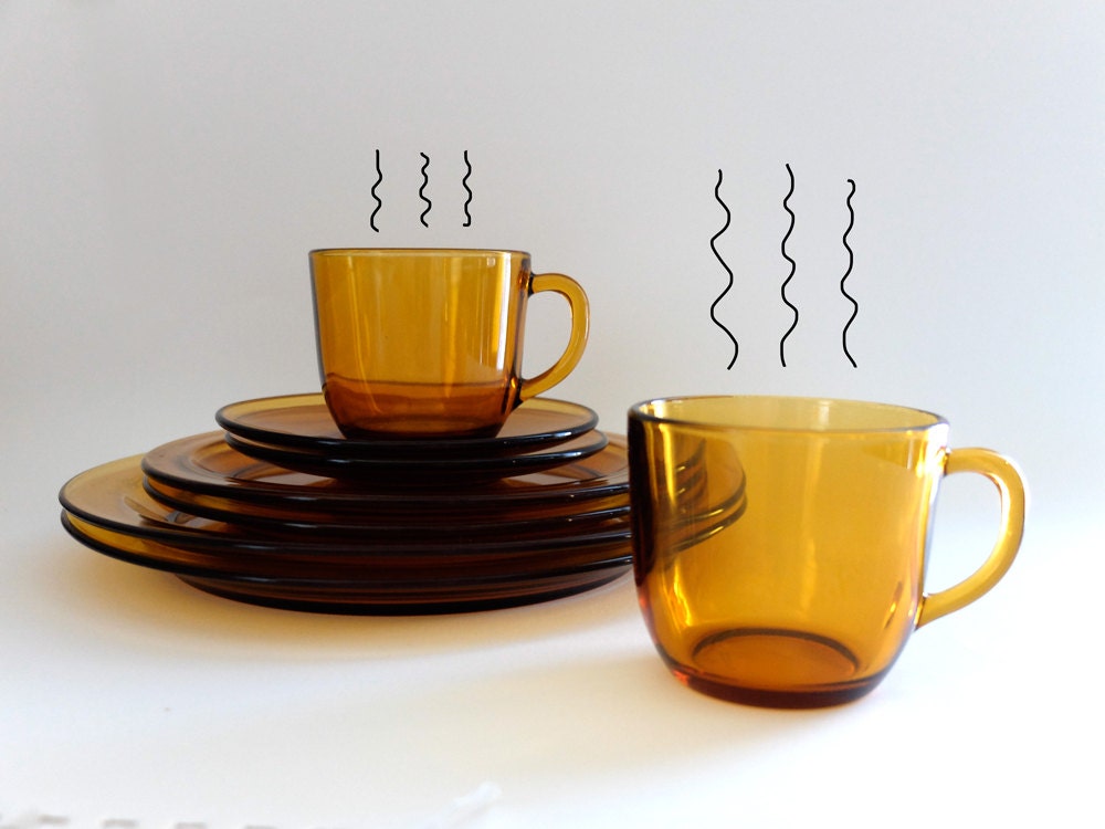 Serviteur Apéritif Vintage Vereco – Plateau En Verre – Fabriqué En France – Années 80