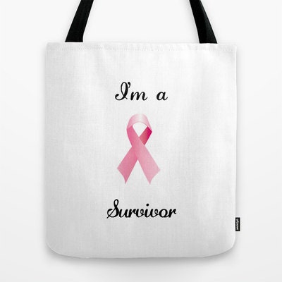 Breast Cancer Tote Bag Survivor Pink by PeppermintCreekPrint