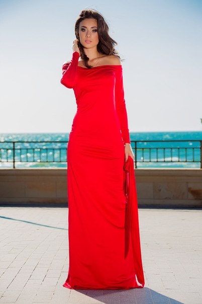 Red maxi dress Long dress for women Red dress with long