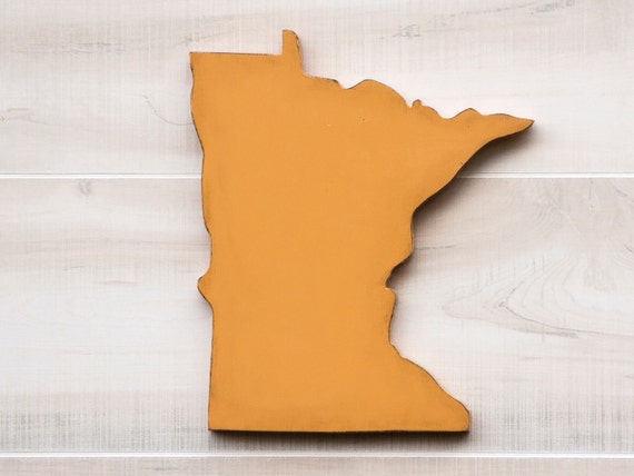 Minnesota state shape sign wood cutout wall art with heart or