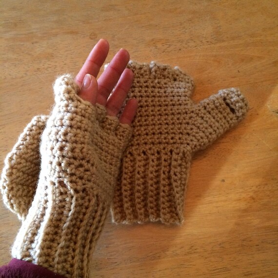 Fingerless Gloves with attached Mitten Flap by CrochetandCraftsbyB