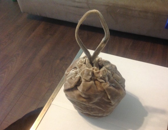 Prada Italy Evening Bag Velvet Pouch Purse Taupe by CraigOandAlice  