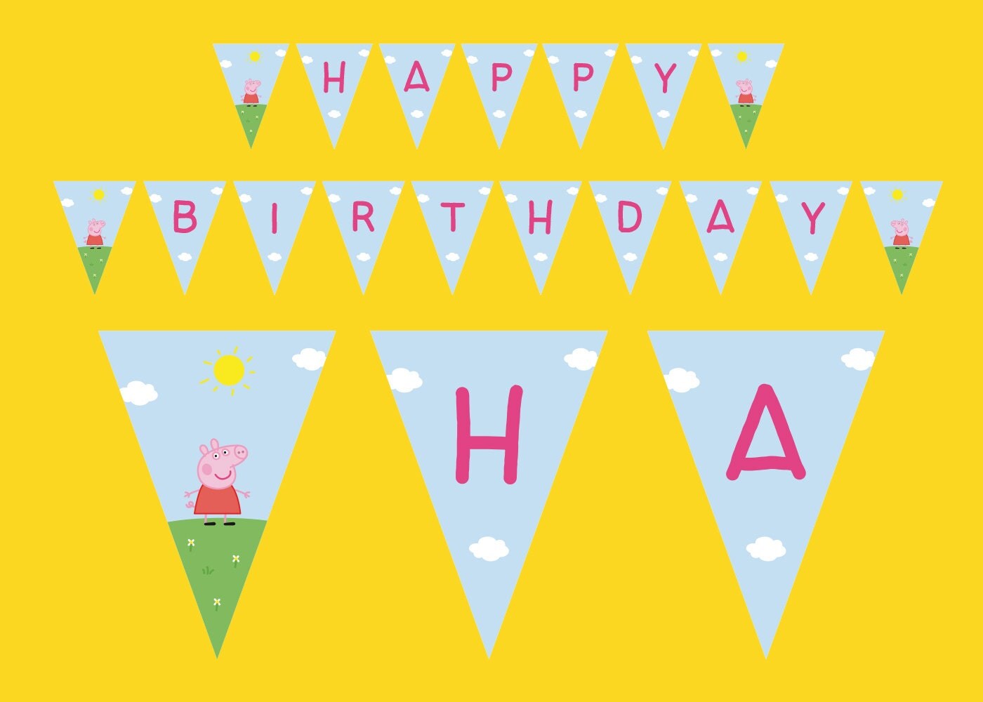 Peppa Pig Birthday Banner printable peppa pig by PaperPartyDesign