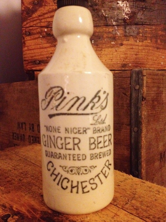 Vintage Pink's Ginger Beer Chichester Stoneware Bottle