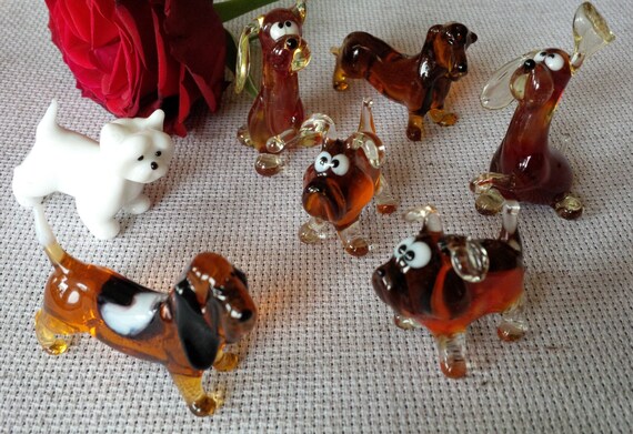 blown glass dog figurines