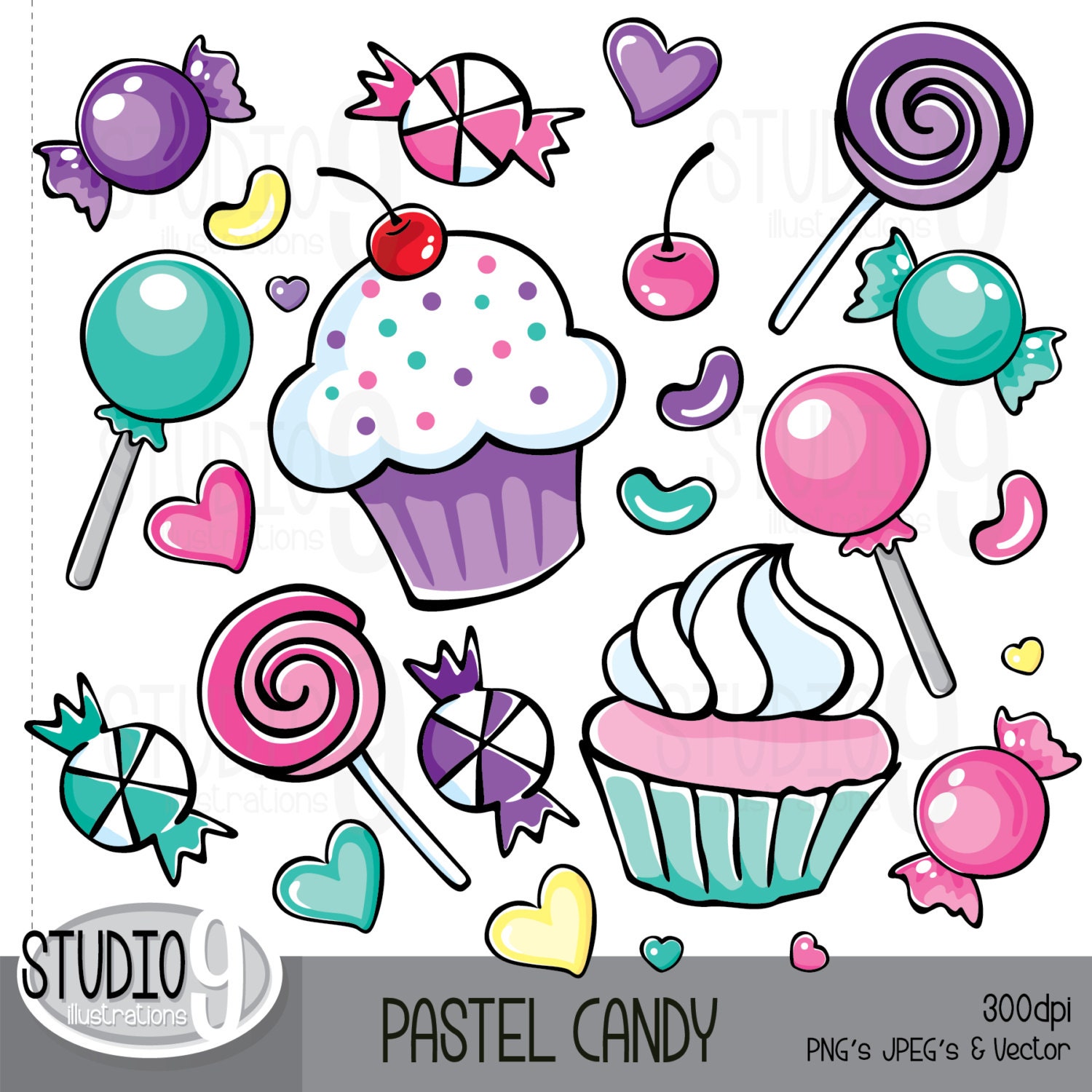 Candy Clip Art PASTEL CANDY Clipart Candy Download Vector