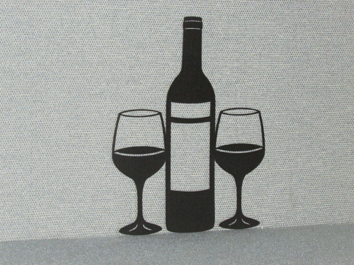 Wine Bottle & Glasses Laser Cutout Wood Wall Art Decor