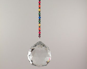 Large Asfour 40mm hanging crystal prism. Swarovski crystals.