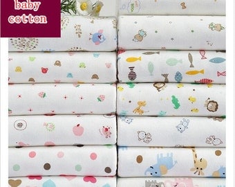 13 styles Baby cotton fabric /best quality of cotton knitted cotton cloth/ baby cloth / slobber towel / children cloth--1/2 yard