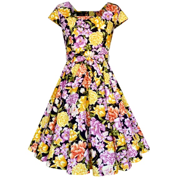 Yellow Tropical Floral Dress Floral by LadyMayraClothing on Etsy