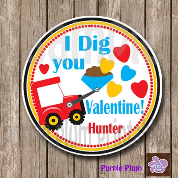 Items similar to Personalized - I Dig You Valentine -Tractor Valentine ...