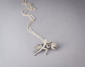 Sterling Silver, Wolf Pendant, Animal Necklace,Woodland Jewelry, Rustic Necklace, Beauty and the Beast, Birthstone Necklace, Made to Order