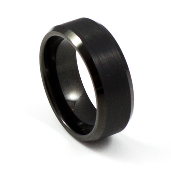 Matte Black Men's Wedding Band, 8MM, Men's Ring, Tungsten Carbide Ring ...