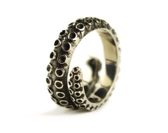 Octopus Tentacle Ring Antique Silver Color Adjustable Ring Wrap Ring Boho Steampunk Jewelry - FRI005 T1