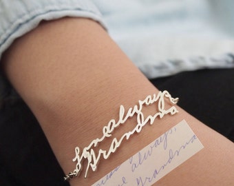 Handwriting Bracelet • Custom Actual Handwriting Jewelry • Signature Bracelet • Memorial Personalized Keepsake Gift • Mother's Gift • BH01