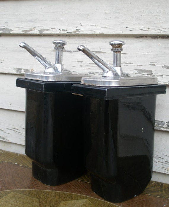 Items similar to Vintage Hall Soda Fountain Syrup Dispensers, 1930s