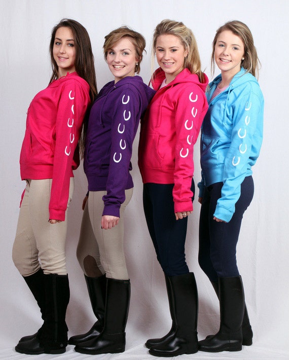 Horse Zip Hoodie/Sweatshirt with Hoofprint Sleeve by HorseShirts
