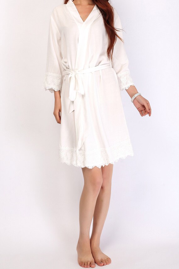 White cotton robes kimono robes bridesmaid robes by SOFTAMOR
