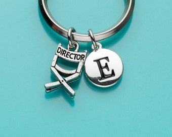 Director's Chair Keychain, Director's Chair Key Ring, Filmmaker, Initial Keychain, Personalized Keychain, Custom Keychain, Charm, 101