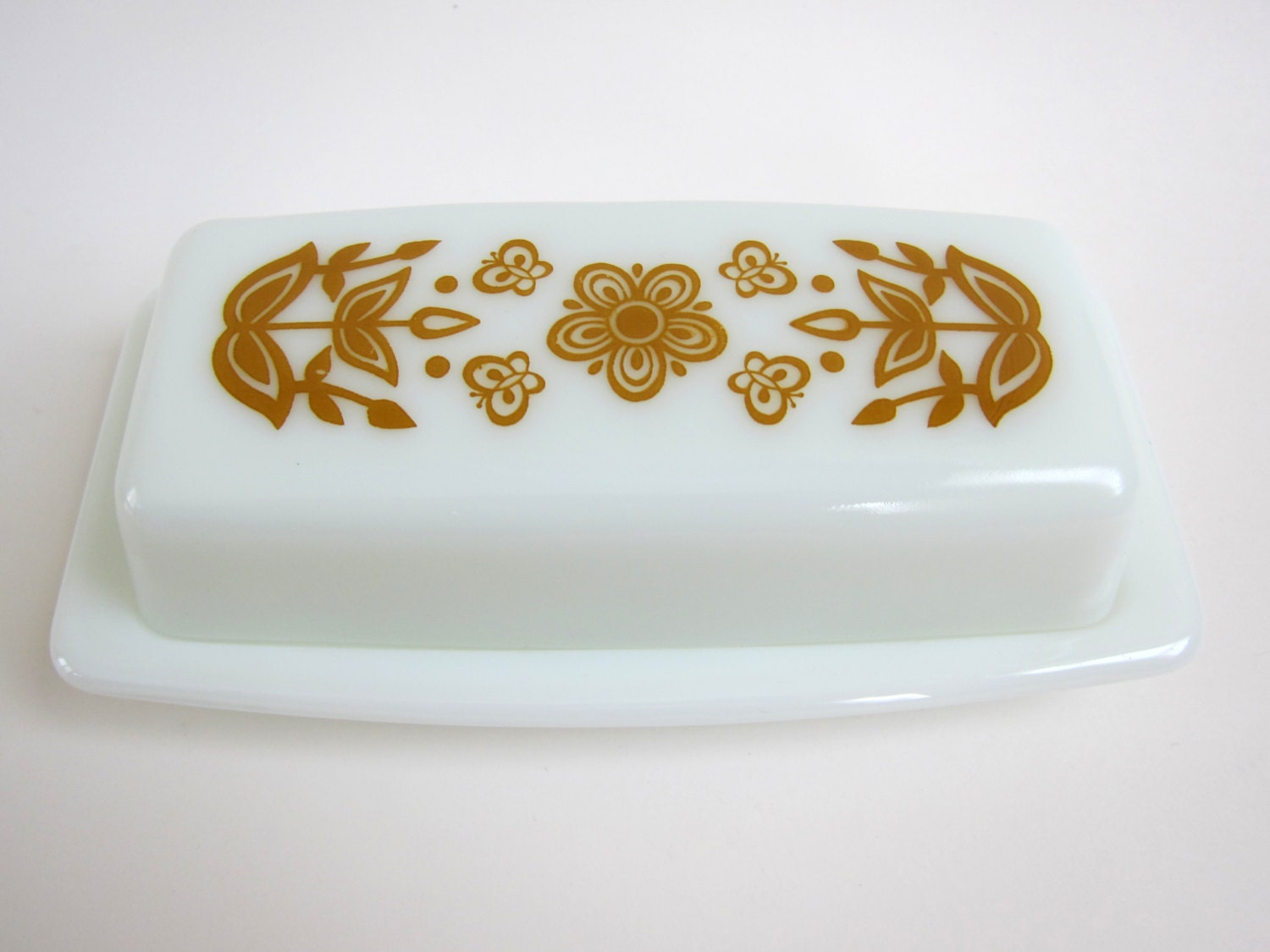 Vintage Pyrex Butterfly Gold Butter Dish Haute Juice
