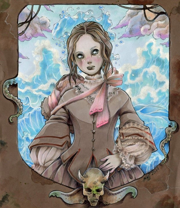 Sea Daughter - Steampunk - Fantasy art - ORIGINAL illustration by Natalia Pierandrei
