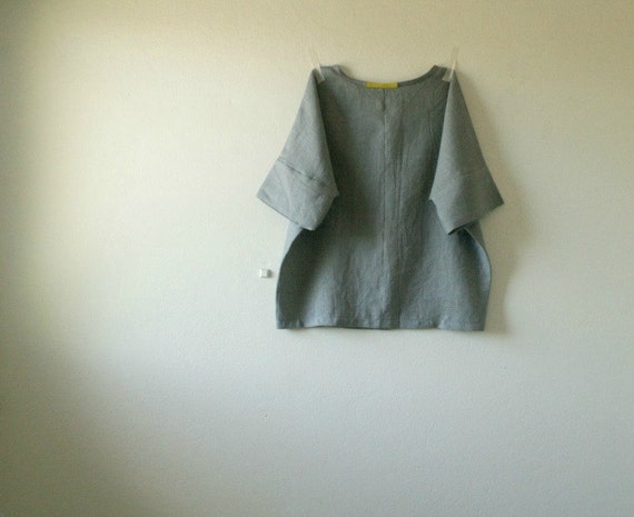 GREY LINEN BLOUSE / linen shirt / womens linen by PAMELATANG
