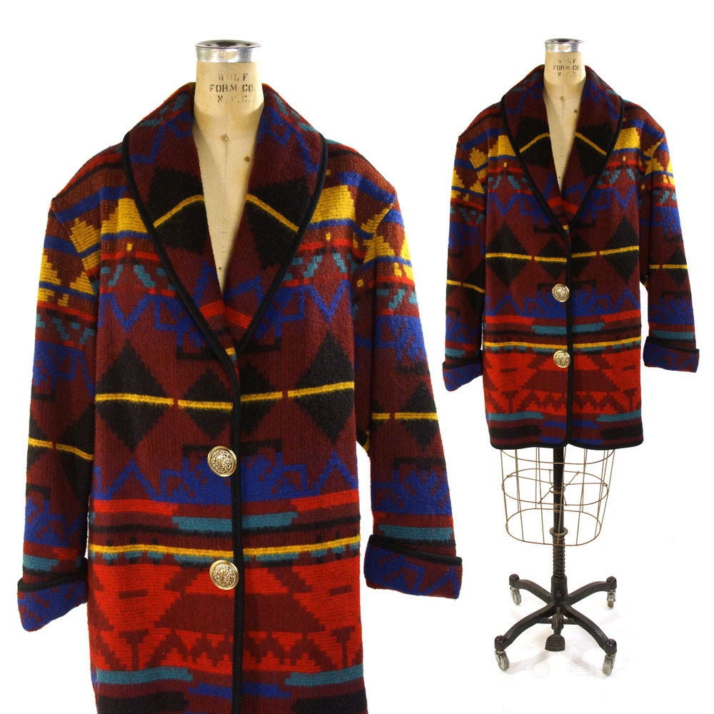 Indian Blanket Coat / Vintage 1990s / Ashley Scott / Southwest