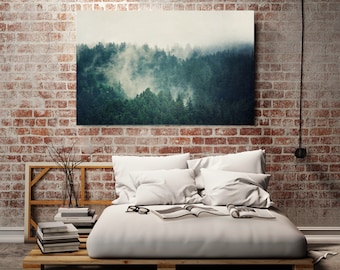 Teal Canvas Art, Large Canvas Print, Large Wall Art, Landscape Photography, Green Tree Art, Nature Mountain Wall Decor "Savage Beauty"