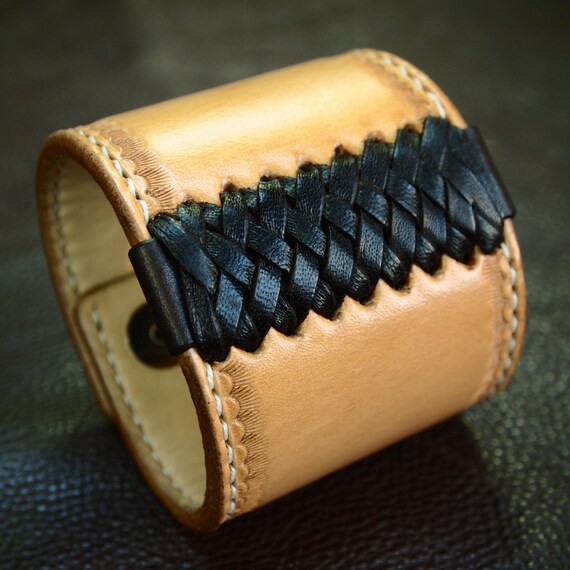 Leather cuff Bracelet American Western Saddle wristband Handstitched Braided Stamped Handcrafted for YOU in NYC by Freddie Matara!