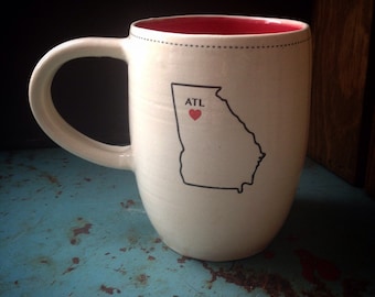 I heart Atlanta mug in red and white - READY TO SHIP