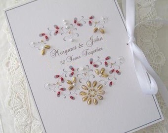 Personalized 5oth Wedding Anniversary Photo Album Gift Beaded Vintage Design 5x7 or 6x7.5 Brag Book