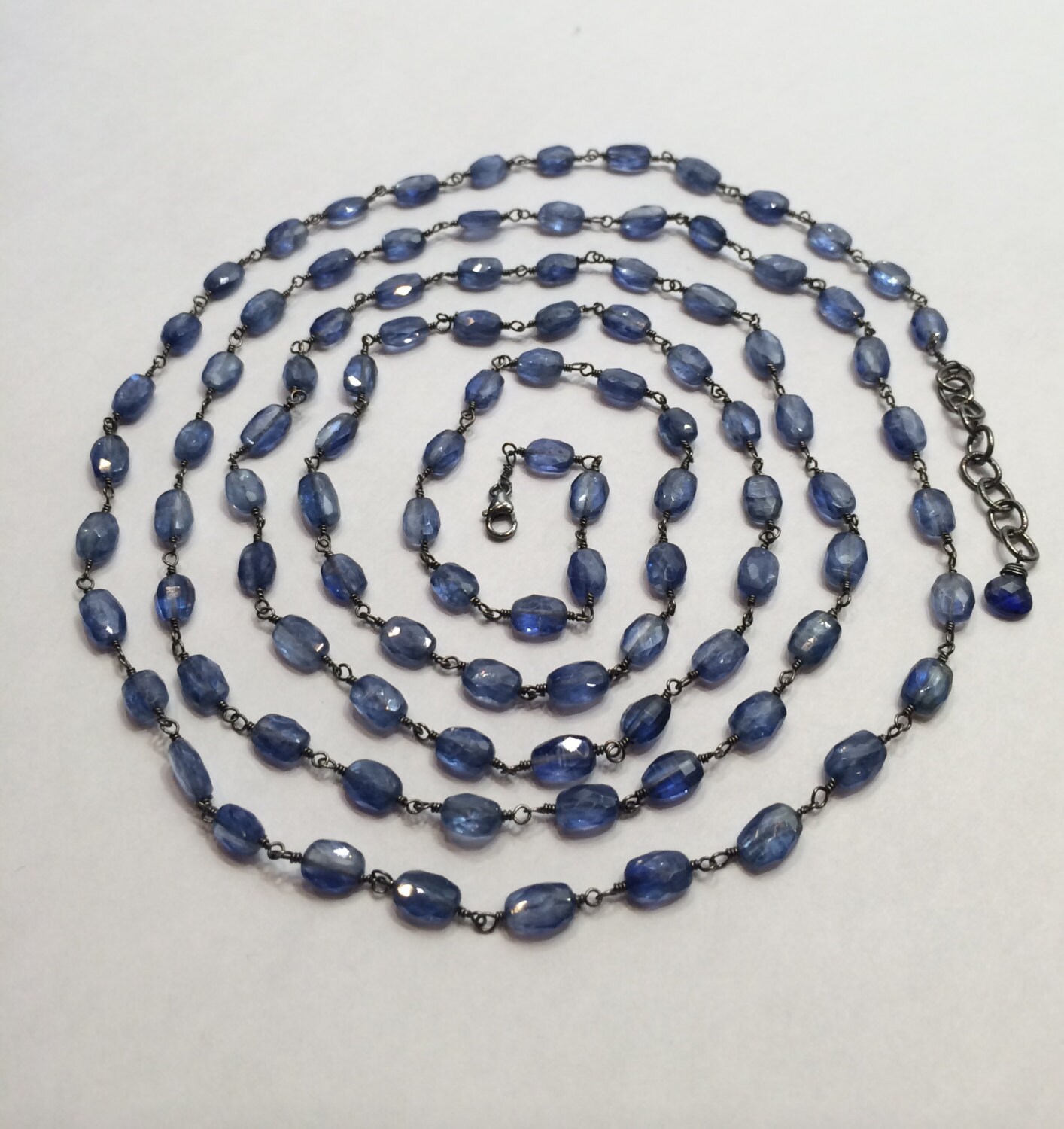 Kyanite Necklace Very Long Necklace Kyanite Oxidized by kabyco