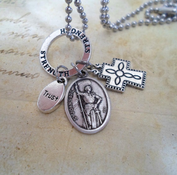 St. Joan of Arc Charm Necklace Patron Saint of by MarysPrayers