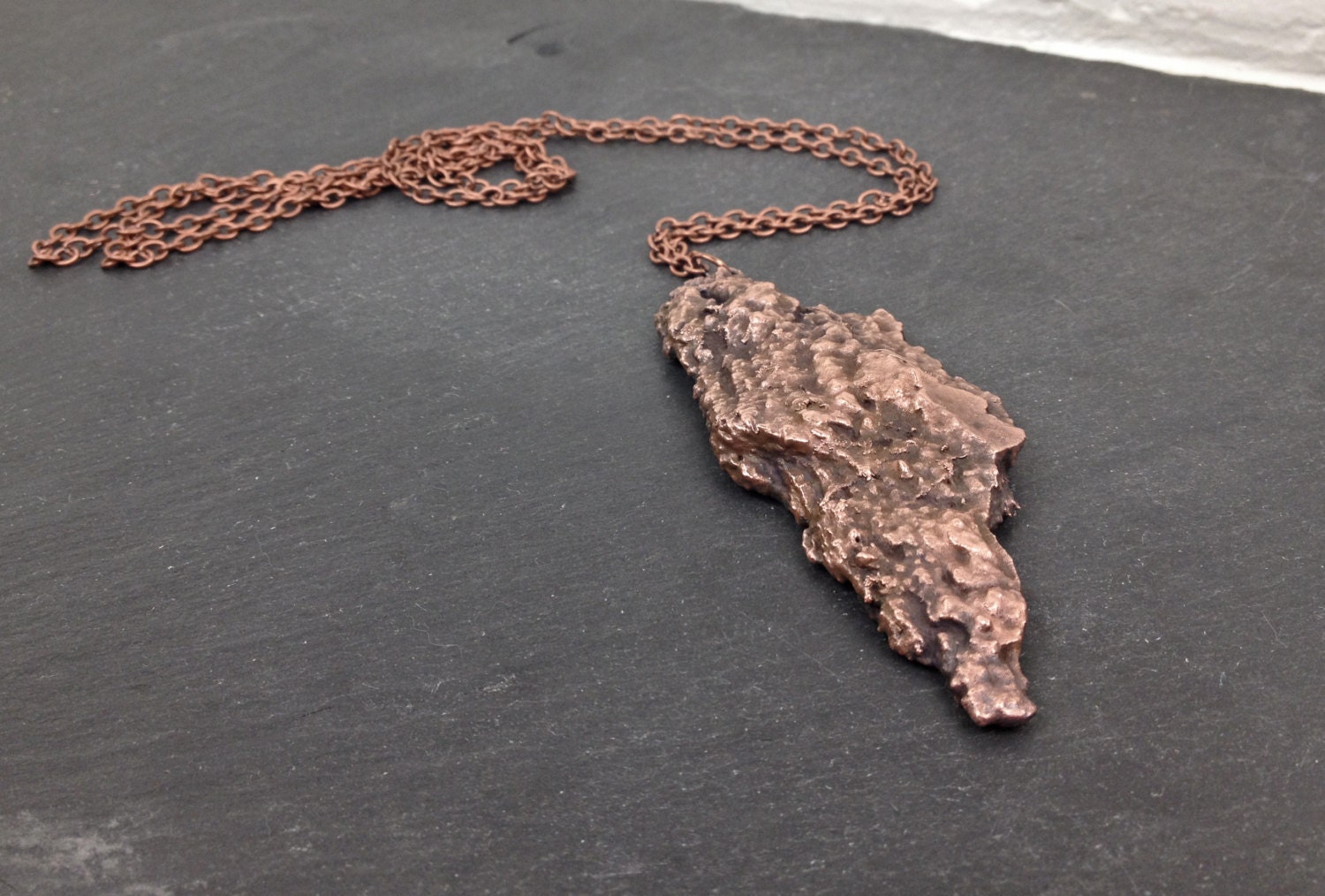 Long Tree Bark Pendant Necklace by Esma on Etsy